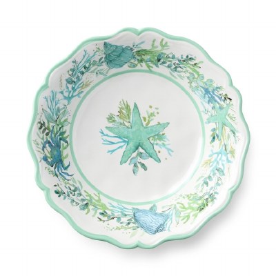 8.5" Round Blue and Green Shell Bowl