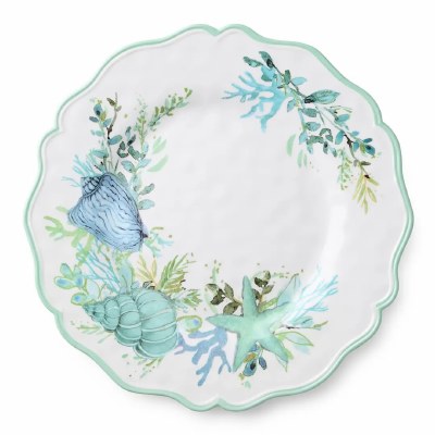 14" Rouond Blue and Green Shell Platter
