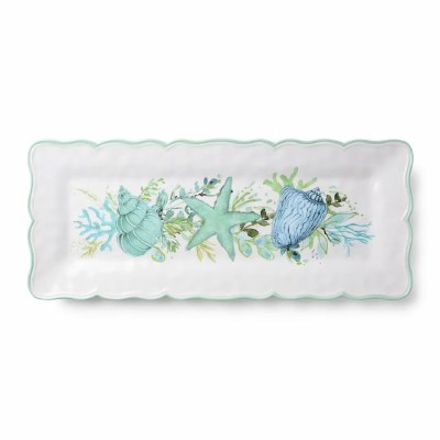 8" x 19" Blue and Green Shell Platter