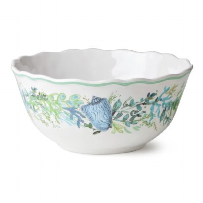 11" Round Blue and Green Shell Bowl