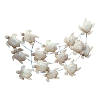 28" Whitewash Baby Turtles Plaque