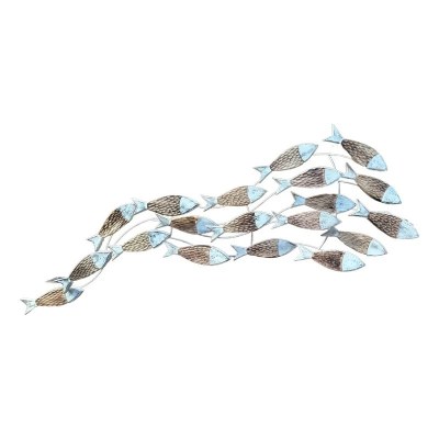58" Whitewash Brown School of Fish Plaque