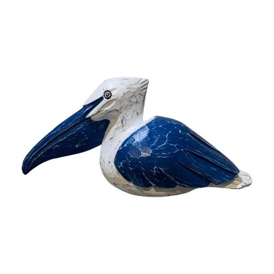 10" Navy and White Wood Pelican