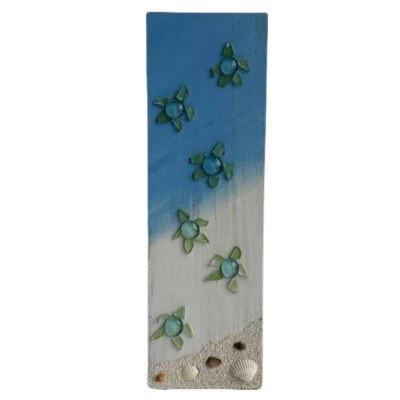 15" x 4.5" Seaglass Turtle Plaque