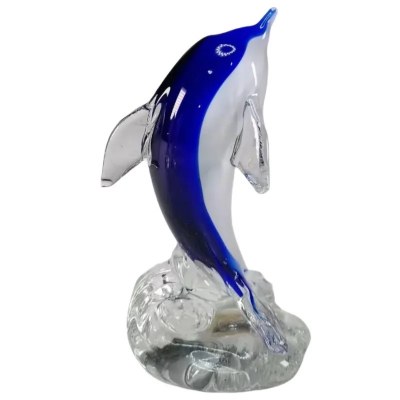 5.5" Blue and Clear Dolphin Up Glass
