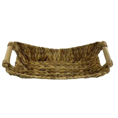 7.5" x17" Woven Basket With Wood Handles