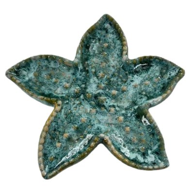 7.5" Green and Beige Starfish Ceramic Dish