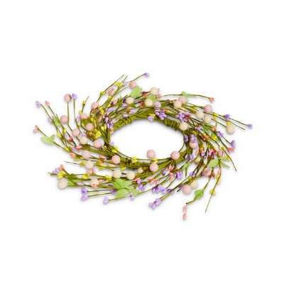 3.5" Opening Multi Pastels Faux Egg and Flower Buds Candle Ring