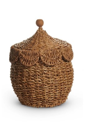 10" Brown Woven Basket with Lid