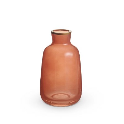 6.5" Coral Gold Rim Glass Vase