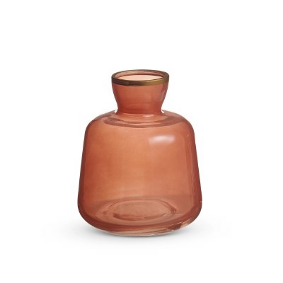 5" Coral Gold Rim Glass Vase