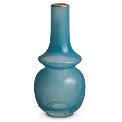 10" Blue Gold Rim Glass Vase