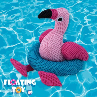 7" Multicolor Flamingo in a Float Ring Doy Toy