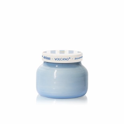 8 Oz Volcano Fragrance Light Blue Artisan Glass Candle Jar
