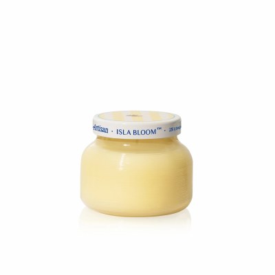 8 Oz Isla Bloom Fragrance Yellow Artisan Glass Candle Jar