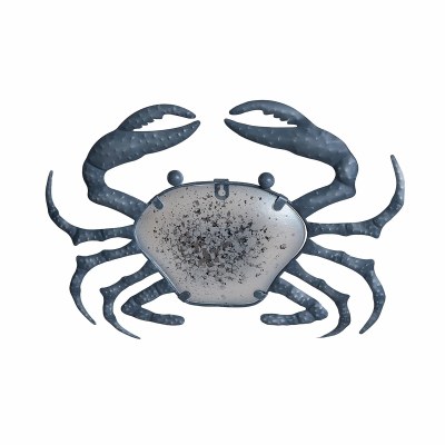 12" Blue Metal and Glass Crab Plaque