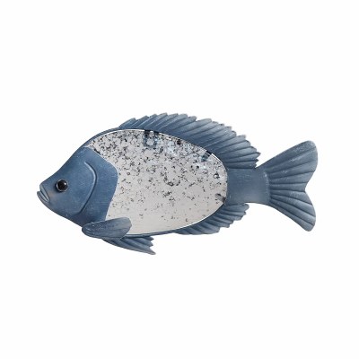 10" Blue Metal and Glass Fish Plaque