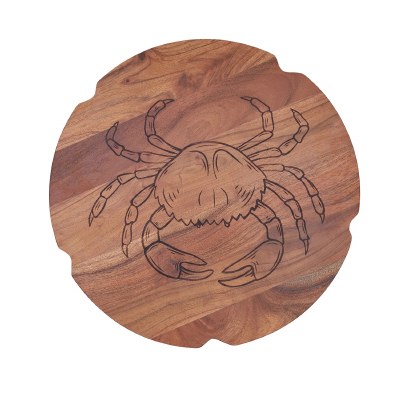 16" Round Brown Crab Wood Lazy Susan