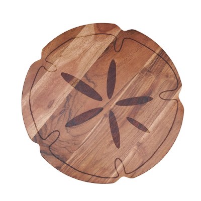 16" Round Brown Sand Dollar Wood Lazy Susan