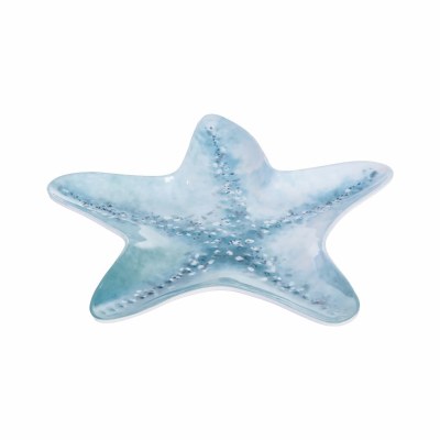 9" Aqua Starfish Shape Melamine Plate