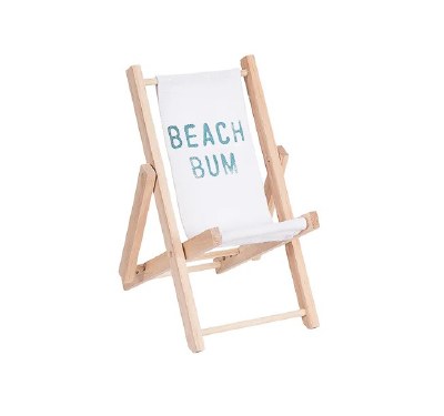 7" White "Beach Bum" Beach Chair Cell Phone Holder