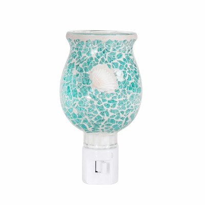 5" Blue Mosaic Glass With Shell Night Light