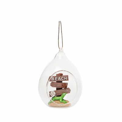 4" Beach Sign Lizard in Glass Ornament