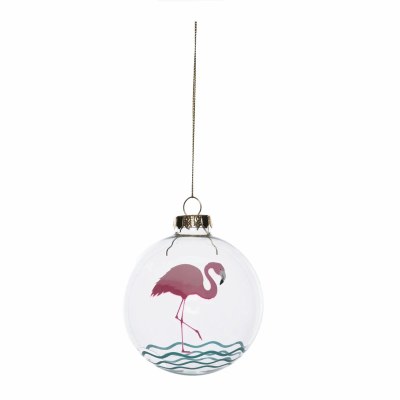 4" Flamingo Fillable Glass Ornament