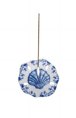 2.75" Blue Scallop on Sand Dollar Polyresin Ornament