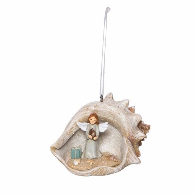 4" Angel In Shell Polyresin Ornament
