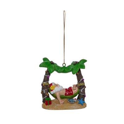 3" Santa Palm Hammock Ployresin Ornament