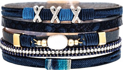 Navy Freshwater Pearl Magnetic Bracelet