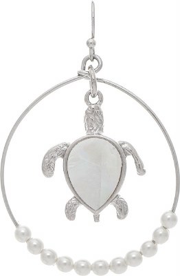 Silver Mother of Pearl Turtle Ring Earrings
