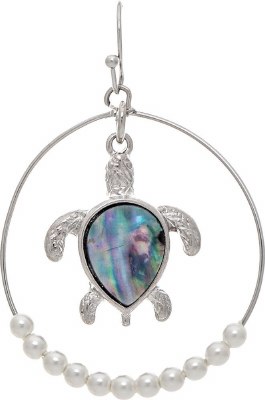 Silver Abalone Turtle Ring Earrings