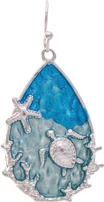 Silver and Blue Turtle Drop Earrings