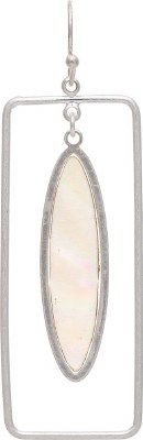 Silver Mother of Pearl Oval Framed Drop Earrings