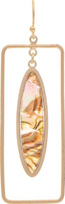 Gold Abalone Oval Framed Drop Earrings