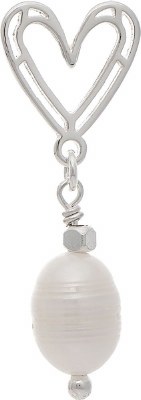 Silver Heart With Freshwater Pearl drop Earrings