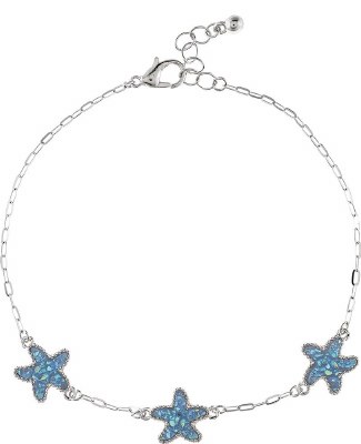 Silver and Blue Starfish Chain Bracelet