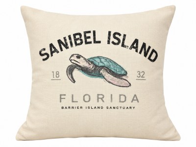 16" Sq Sanibel Island Turtle Decorative Pillow