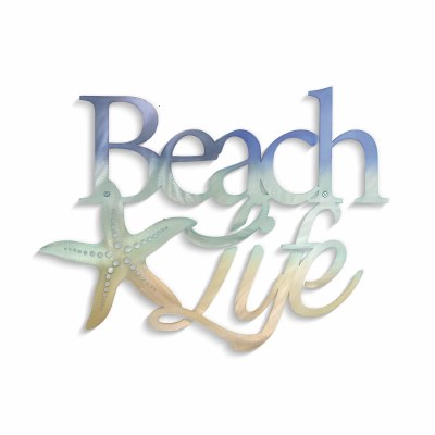 20" "Beach Life" Coastal Metal Wall Art Plaque