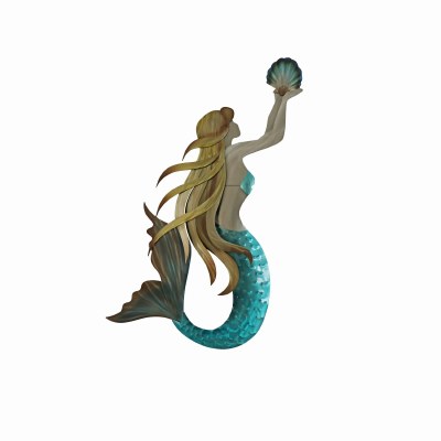 32" Multicolor Mermaid Holding Shell Plaque
