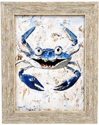 18" x 14" Happy Crabby Gel Textured Coastal Framed Print