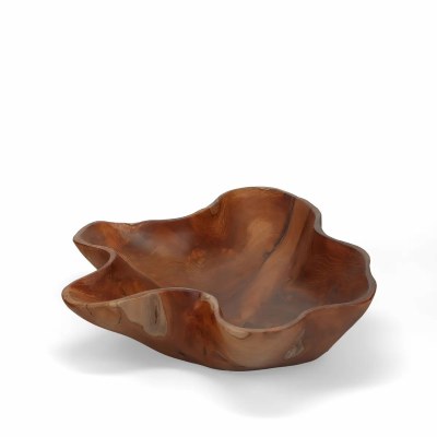 16" Natural Teak Wavy Bowl