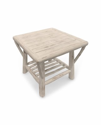 20" Sq Whitewash Slat End Table