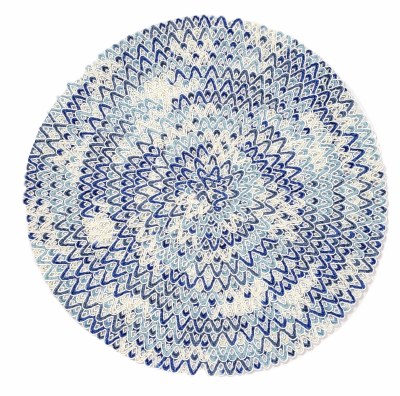 15" Round Two-Tone Blue Chenille Placemat