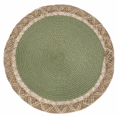 15" Round Green and Jute Nattura Placemat