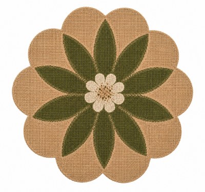 15" Round Green and Beige Flower Placemat