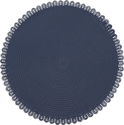 15" Round Navy Lace Edge Placemat
