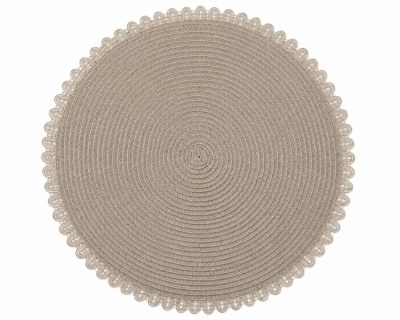 15" Round Taupe Lace Edge Placemat